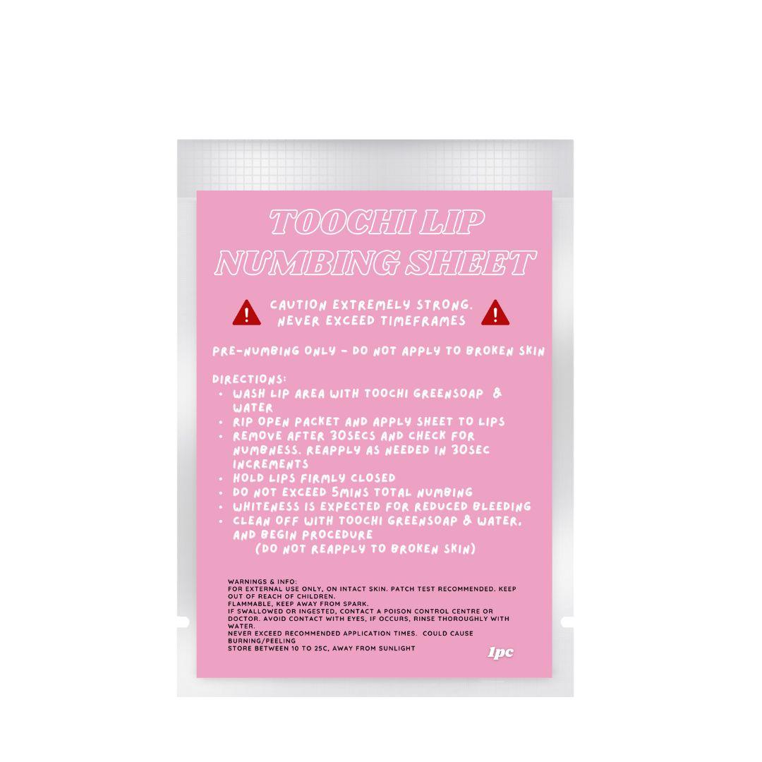 Toochi Lip Numbing Sheets - tattoo numbing aftercare cream | Toochi