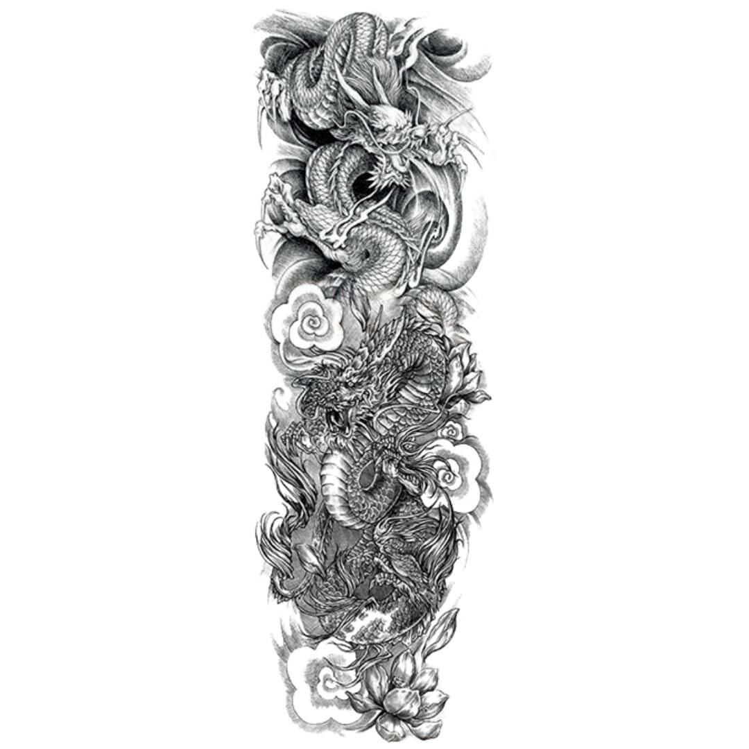 Large Temporary Tattoo - Dragons - tattoo numbing aftercare cream | Toochi
