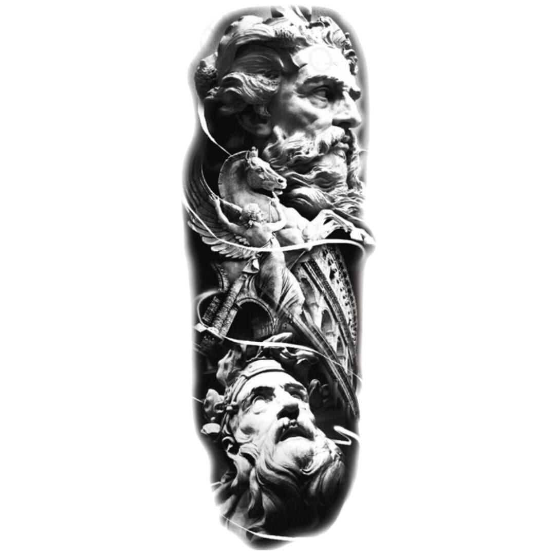 Large Temporary Tattoo - Greek Gods - tattoo numbing aftercare cream | Toochi