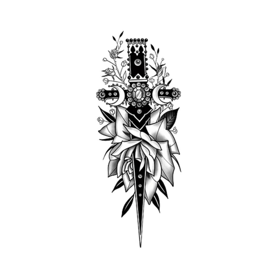 Medium Temporary Tattoo - Knife - tattoo numbing aftercare cream | Toochi