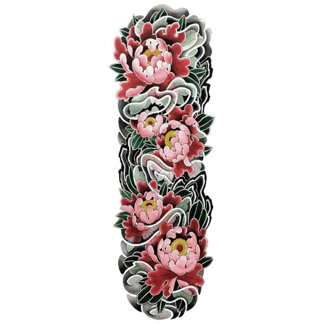 Large Temporary Tattoo - Pink Peonies - tattoo numbing aftercare cream | Toochi