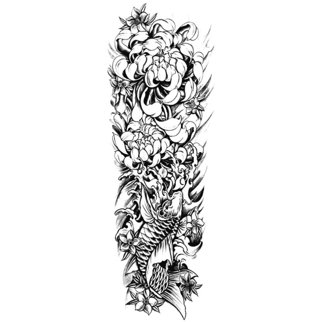 Large Temporary Tattoo - Chrysanthemum - tattoo numbing aftercare cream | Toochi